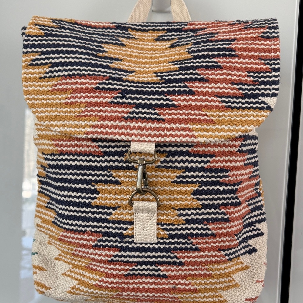 Panache Apparel Woven Aztec Backpack Boho Western 70s Southwest Adjustable Strap - Picture 4 of 17